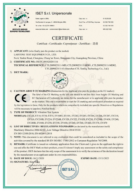 चीन Labtone Test Equipment Co., Ltd प्रमाणपत्र